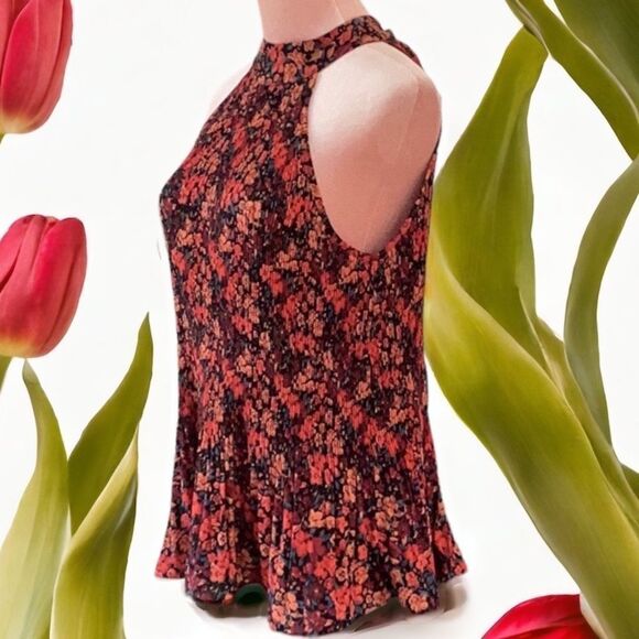 PLEIONE TOP BLOUSE FLORAL PRINT SLEEVELESS TIE BOW DETAIL SMALL - Picture 4 of 6